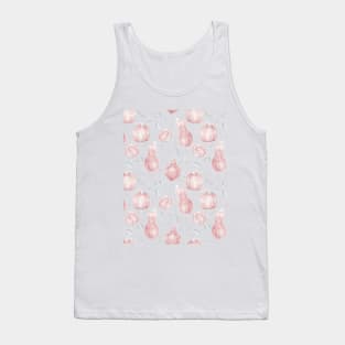 Pink Pumpkin Seamless Pattern with Grey Witchy Doodle Tank Top